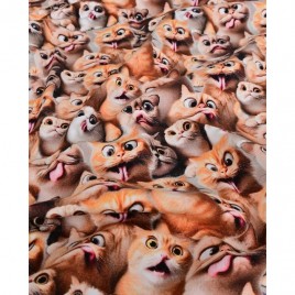 Džersio trikotažas su skaitmenine spauda Funny Cats